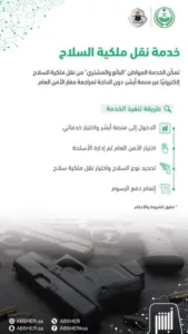 دون الحاجة لزيارة مقار الأمن العام.. 4 خطوات لنقل ملكية السلاح إلكترونيًا عبر أبشر