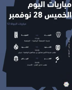 اليوم.. انطلاق الجولة الـ12 من دوري روشن بثلاث مواجهات مثيرة