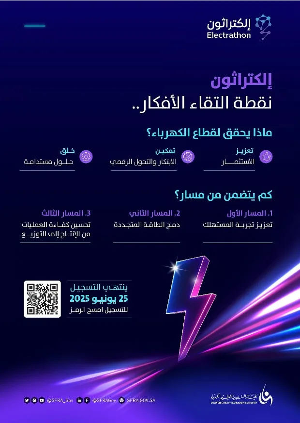 الهيئة السعودية لتنظيم الكهرباء تعلن بدء التسجيل في إلكتراثون 2025