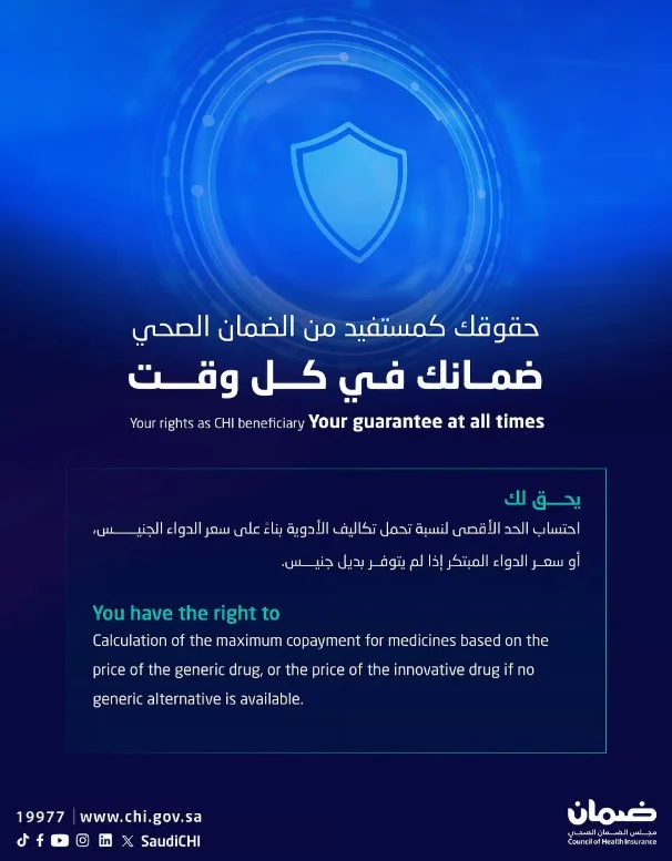 الضمان الصحي: احتساب الحد الأقصى لتحمل تكاليف الأدوية بناءً على سعر الدواء الجنيس
