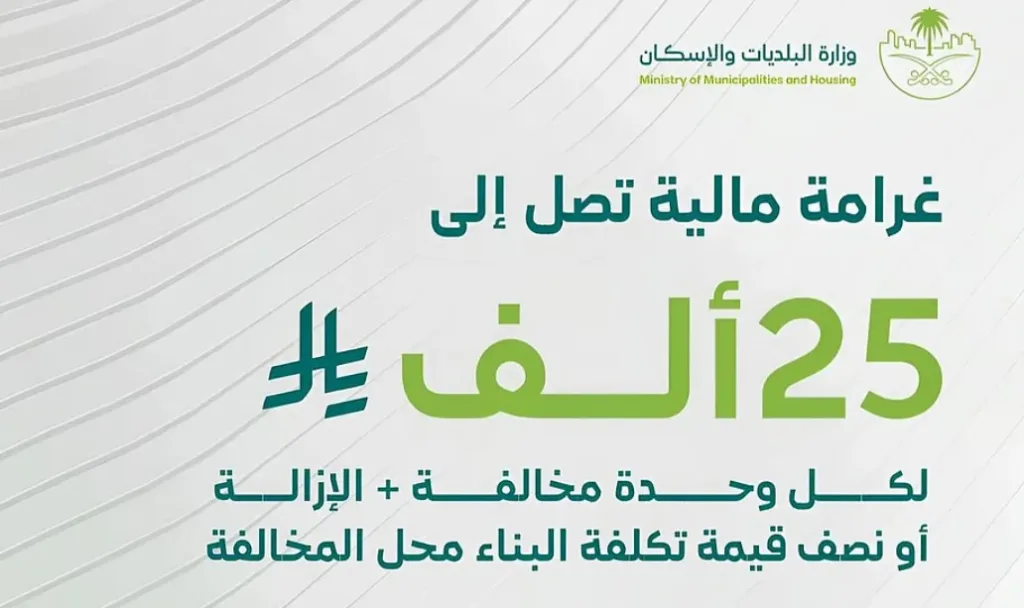 “الإسكان” تُقرّ تحديثات لائحة جزاءات تقسيم المباني ..الغرامة تصل لـ 25 ألف ريال للوحدة المخالفة "الإسكان" تُقرّ تحديثات لائحة جزاءات تقسيم المباني ..الغرامة تصل لـ 25 ألف ريال للوحدة المخالفة
