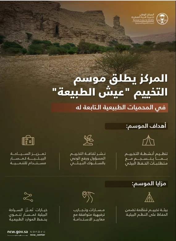 "الحياة الفطرية" تطلق موسم "عيش الطبيعة" للتخييم في المحميات