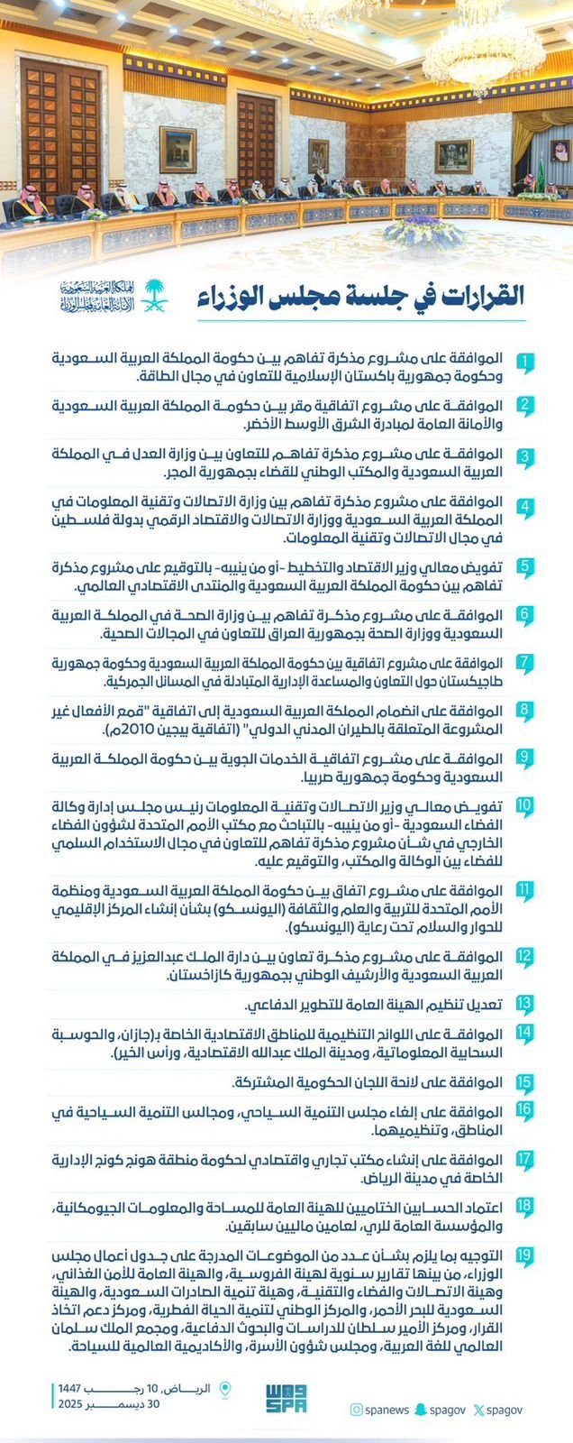 مجلس الوزراء: قرارات محورية تعزّز الاقتصاد والطاقة والتحول الرقمي