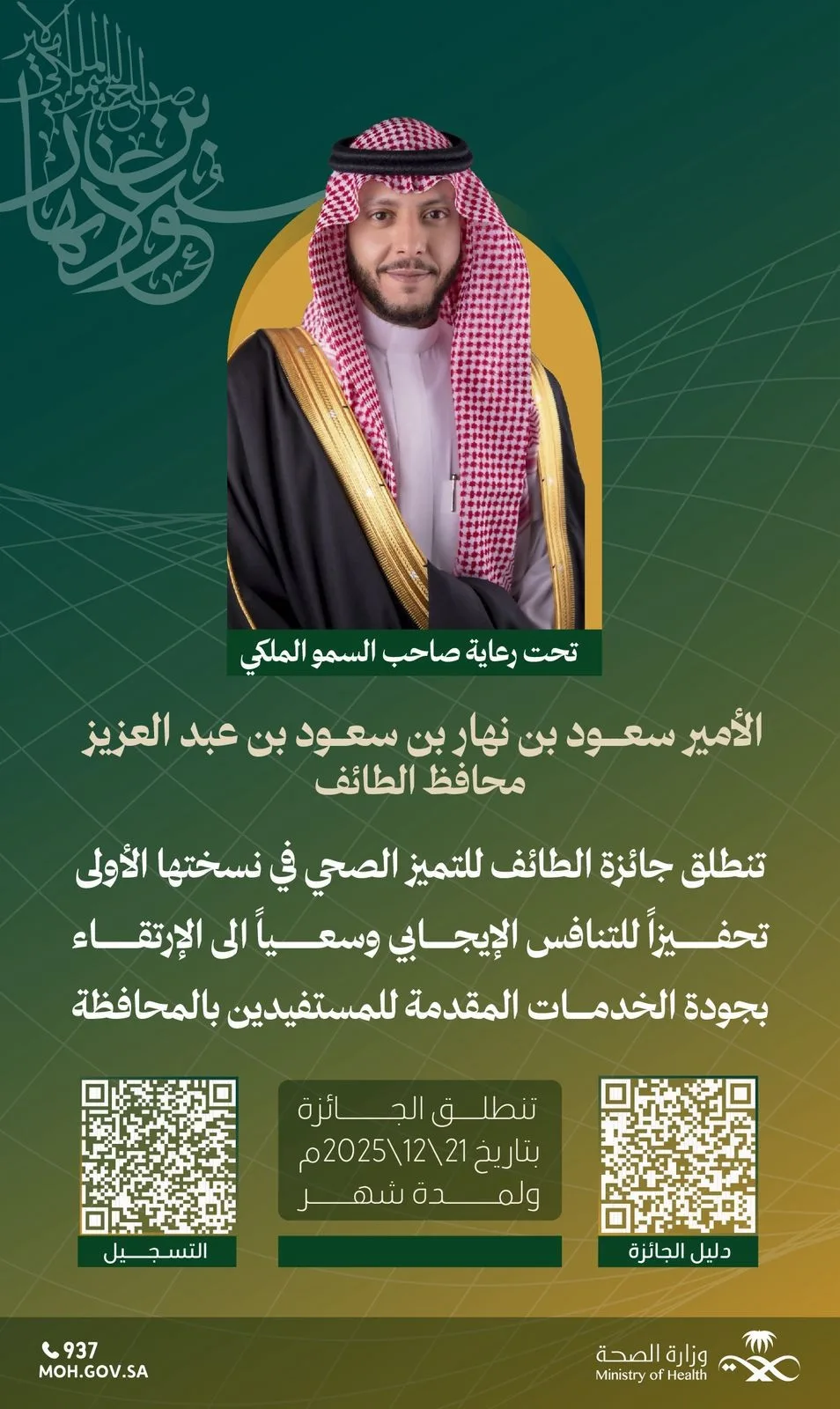 إطلاق جائزة الطائف للتميز الصحي في نسختها الأولى