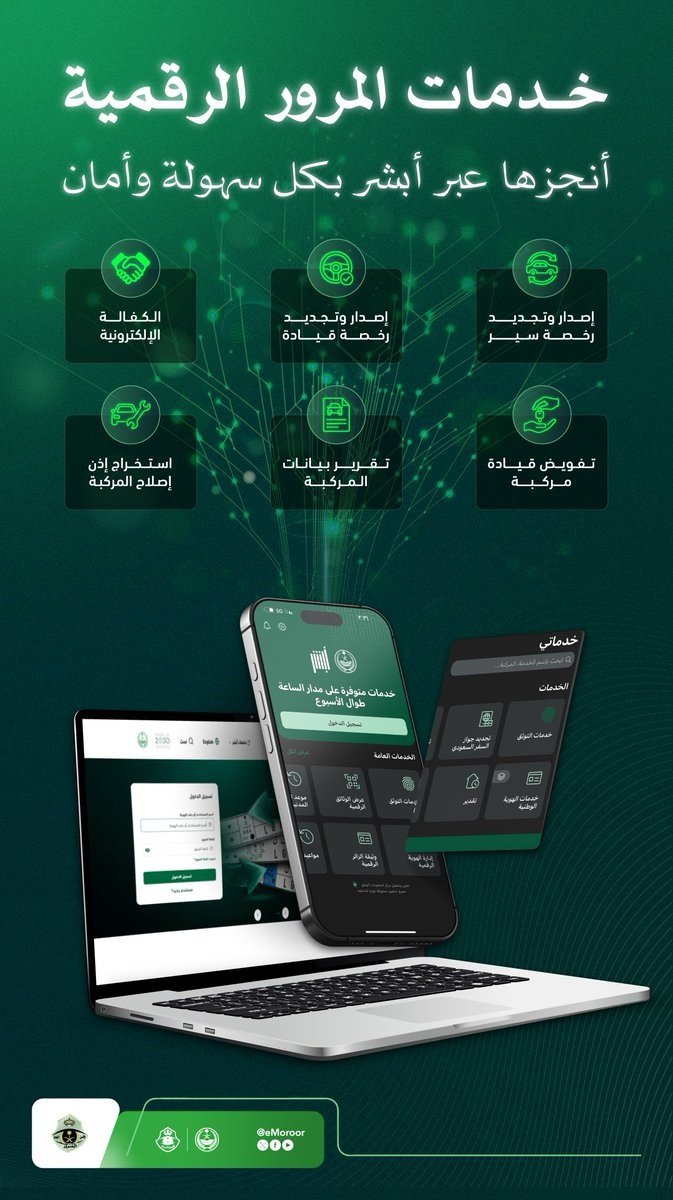 «المرور»: 9 خدمات يمكن إنجازها بسهولة عبر «أبشر»