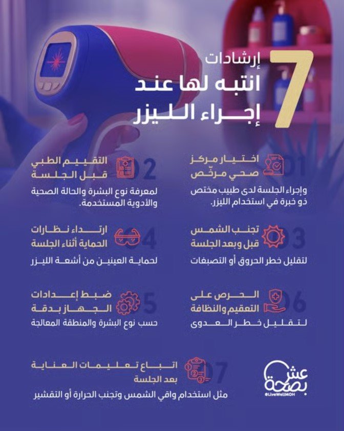 "عش بصحة": اختيار مركز مرخّص أساس أمان جلسات الليزر