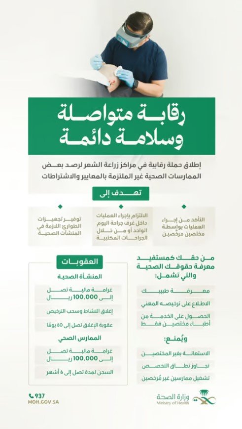 وزارة الصحة تطلق حملة رقابية لترقية خدمات زراعة الشعر - صحيفة البوابة الالكترونية وزارة الصحة تطلق حملة رقابية لترقية خدمات زراعة الشعر